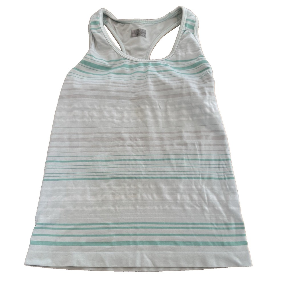 Athleta Tank Top Racerback Seamless Coastal Teal Silver Stripe Women's Medium